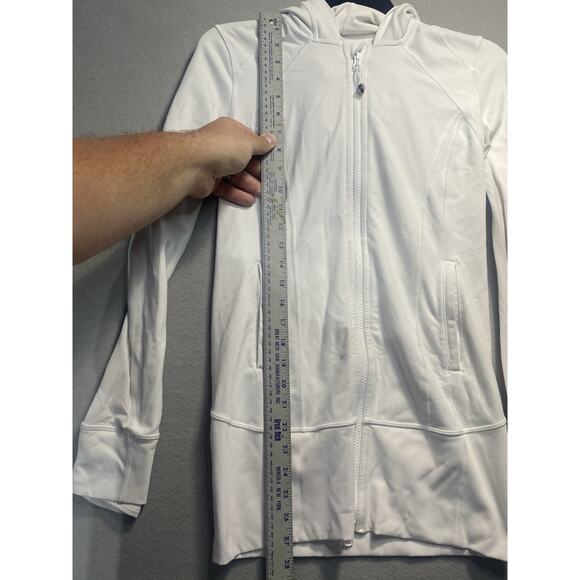 Lululemon Athletica Womens Stride II Hooded Jacket White Ribbed Trim Size 6 - Picture 6 of 8